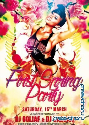 First Spring Party PSD Premium Flyer Template + Facebook Cover