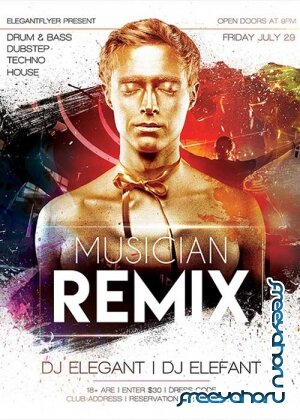 Musician Remix Flyer PSD Template + Facebook Cover