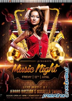 Music Night V1 Flyer PSD Template + Facebook Cover