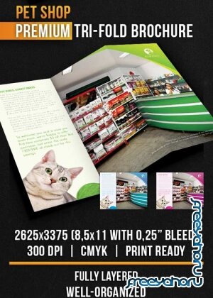 Pet Shop Tri-Fold Brochure PSD Template