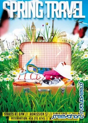 Spring Travel V1 Flyer PSD Template + Facebook Cover