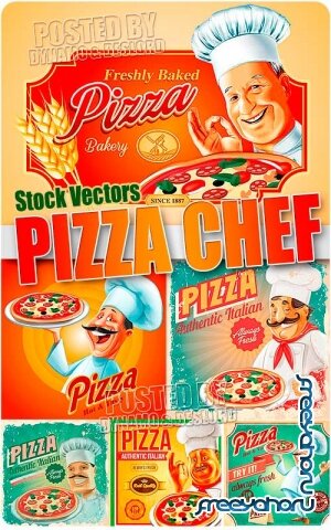Повар пиццы - Векторный клипарт