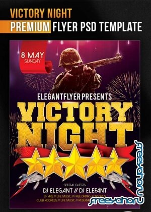 Victory Night V1 Flyer PSD Template + Facebook Cover
