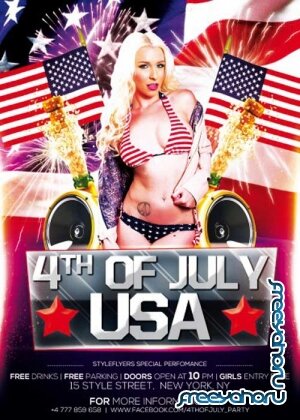 4th Of July USA V2 Flyer PSD Template + Facebook Cover