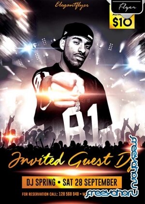 Invited Guest Dj Flyer PSD Template + Facebook Cover