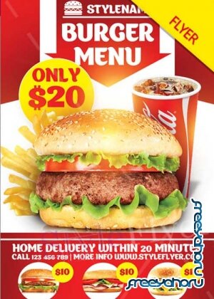 Burger Menu Flyer V4 PSD Flyer Template