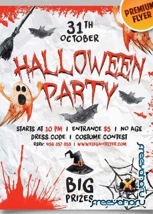 Halloween Party V18 Flyer PSD Template + Facebook Cover