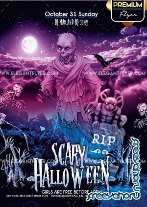 Scary Halloween V1 Flyer PSD Template + Facebook Cover