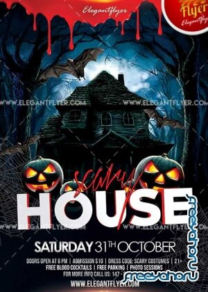 Scary House V1 Flyer PSD Template + Facebook Cover