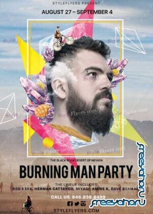 Burning Man Party V2 PSD Flyer Template