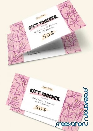 Flowers V01 Premium Gift Certificate PSD Template