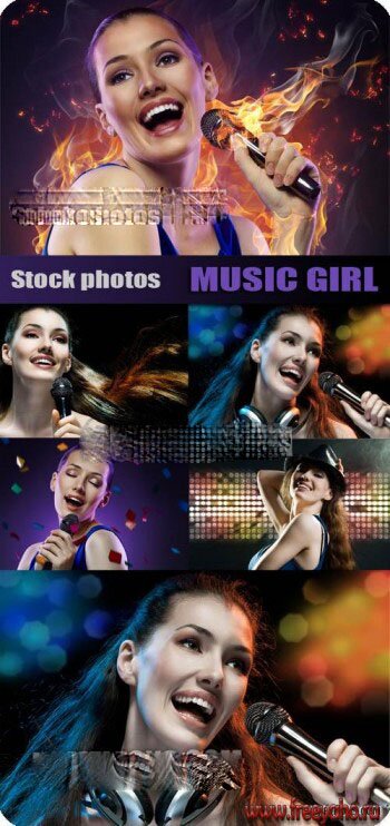      -   | Music & microphone girl clipart