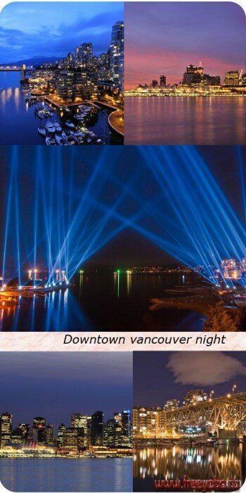 Достопримечательности Ванкувера ночью - растровый клипарт | Vancouver night building