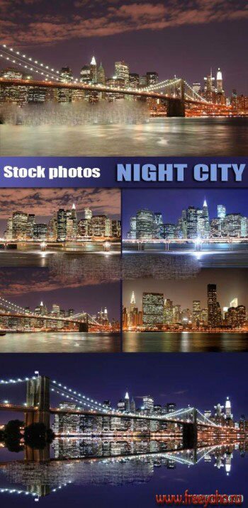 Города в ночном освещении - растровый клипарт | Night city