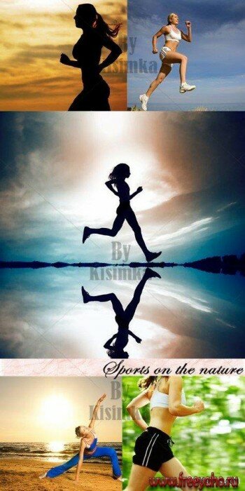 Девушки и спортиный бег - растровый клипарт | Girls & sport run