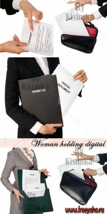        -   | Woman with folder & paper