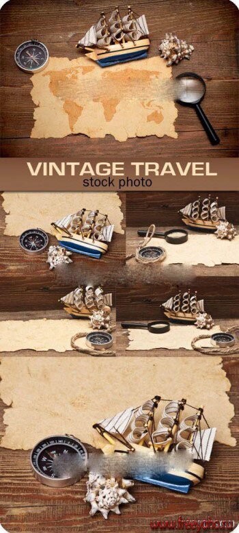 Старая карта - компас и корабль - винтажные фоны для путешественника | Vintage backgrounds for the traveler