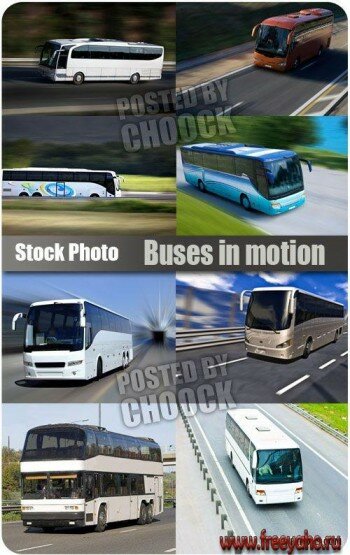 Автобусы на трассе - растровый клипарт | Bus clipart