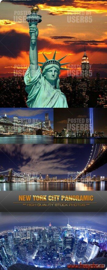 Нью-Йорк и его достопримечательности - ночной растровый клипарт | Night New York City clipart