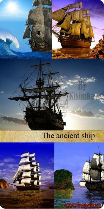 Море и старинные корабли - растровый клипарт | Ancient ships clipart