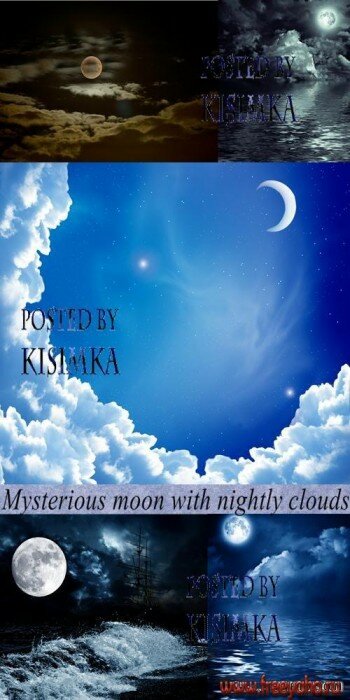 Ночное небо и луна - растровый клипарт | Night sky and moon clipart