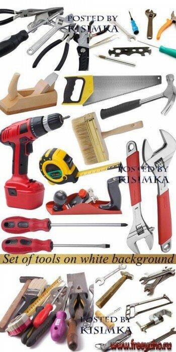  -       | Set of tools on white background