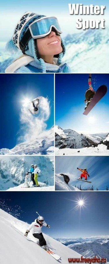 Люди, горы и лыжи - растровый зимний клипарт | Winter people & sky sport