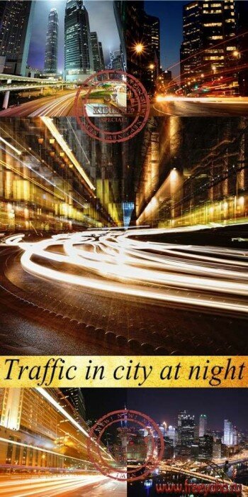 Ночной город и скоростная магистраль - растровый клипарт | Night city & speed road