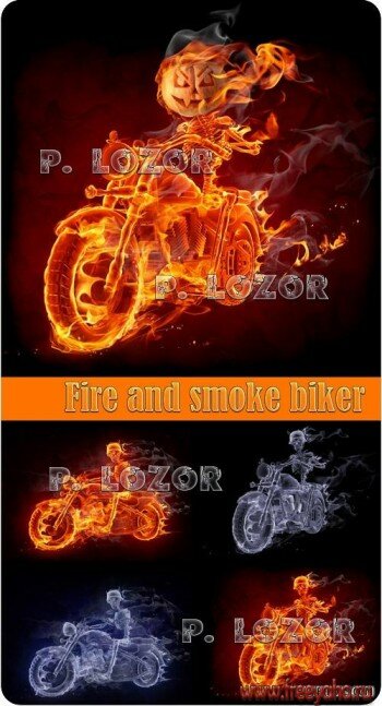     -    | Fire & smoke biker clipart