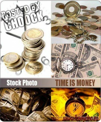 Часы и деньги - растровый клипарт | Money and clock