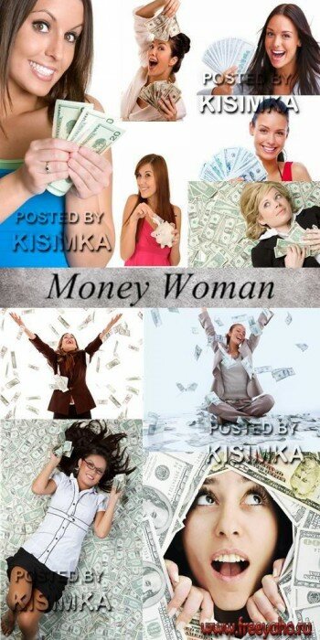 Девушка и деньги - растровый клипарт | Girl and money