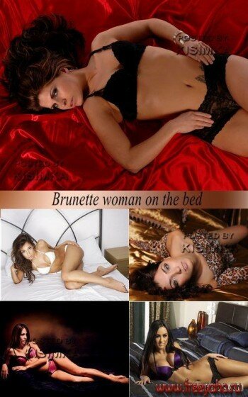     -  l Stock Photo - Brunette woman on the bed