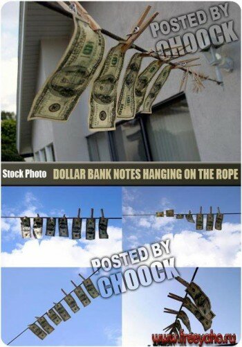 Доллары на прищепках - растровый клипарт | Dollars
