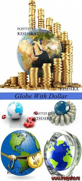 Глобус и деньги - растровый клипарт | Globe and money