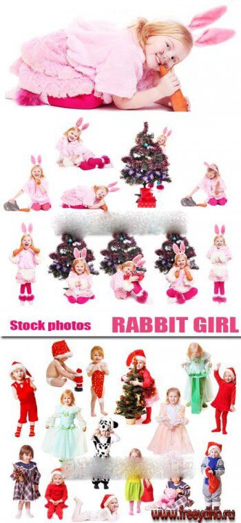 Маленькая девочка в новогоднем костюме кролика | Little rabbit girl