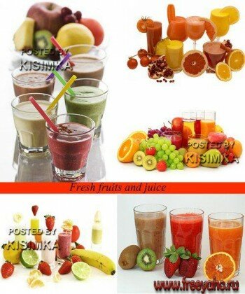  ,    -   l Stock Photo - Fresh fruits and juice