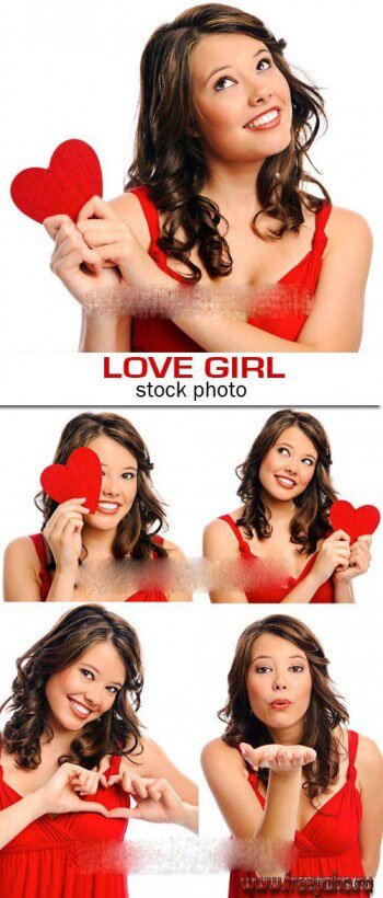       -  | Girl and red hearts clipart