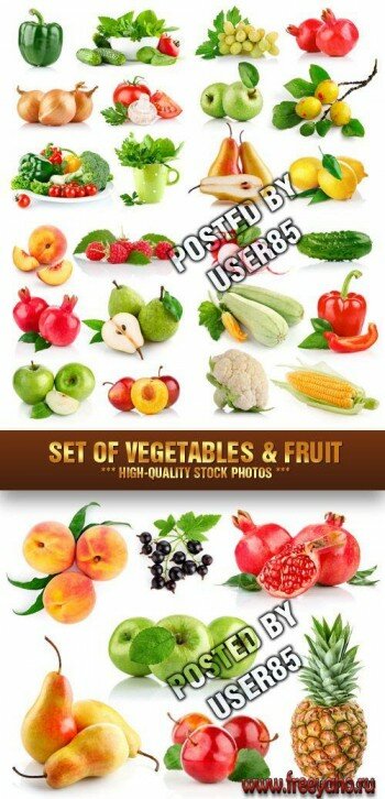  -      -  | Stock Photo - Set of Vegetables & Fruit