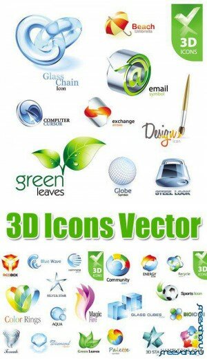 Стильные цветные 3D иконки в векторе | 3D Icons Vector 2