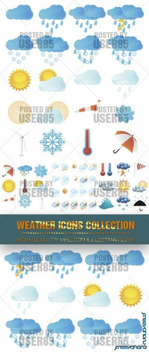 Погода - векторные символы и элементы | Weather Vector Objects Collection