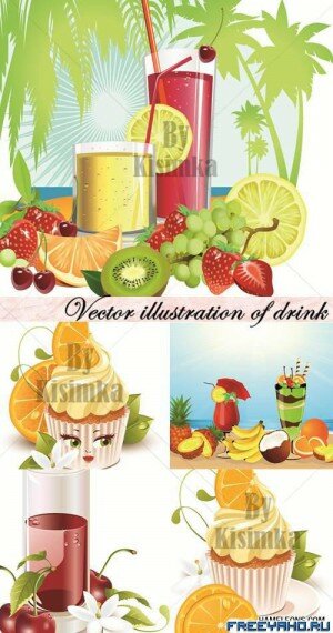 ,    -   | Vector dessert, drink & berry