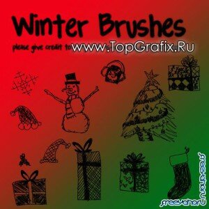 ABR   a -   / ABR Brushes For Adobe Photoshop - Winter Xmas Doodle