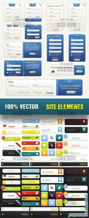      -     | Site Elements & buttons Vector
