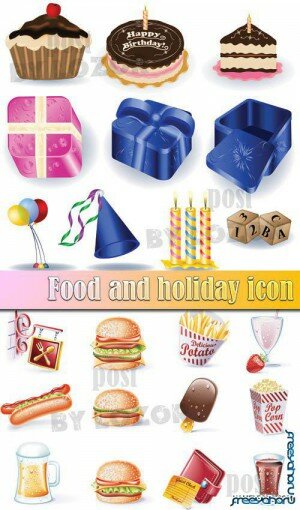 Еда и подарки - иконки в векторе | Food & gift vector icons