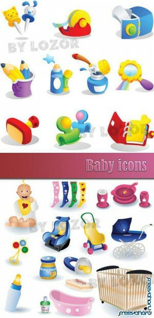 Детские игрушки и объекты в векторе | Baby vector clipart