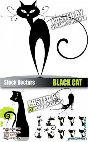     | Black cat vector