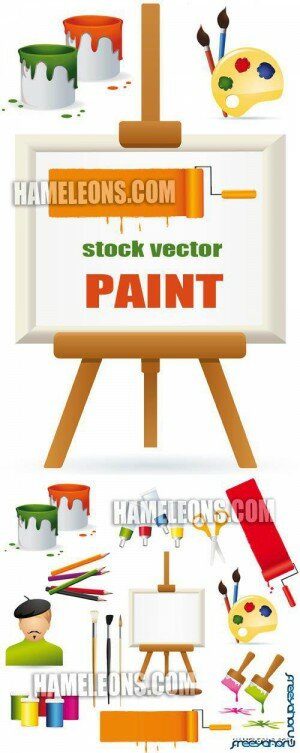 Краски, кисти и рисование - векторный клипарт | Paint vector clipart