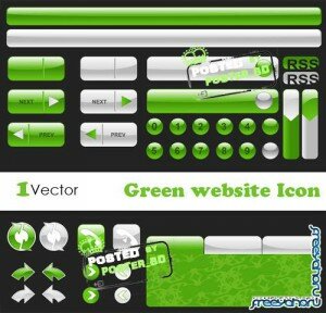 Зеленые иконки и элементы для вашего сайта в векторе | Green website vector elements