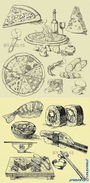     | Hand drawn vector food