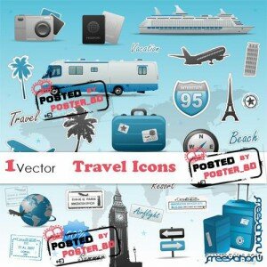 Иконки на тему Путешествия в векторе | Travel Vector Icons set